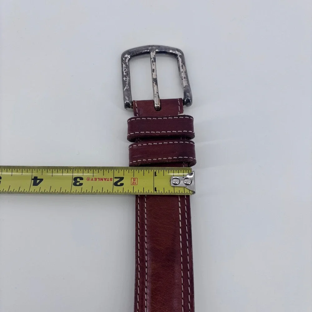 Orvis Leather Belt Mens 46 Burgundy Solid Brass‎ Buckle USA Made Rugged Heritage